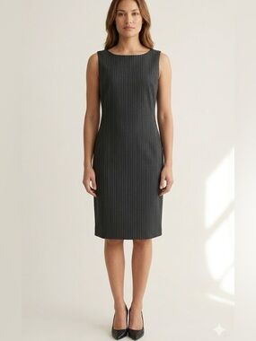 Nygård Collection Pinstripe Sheath Dress - Size 6 - Professional Charcoal Black